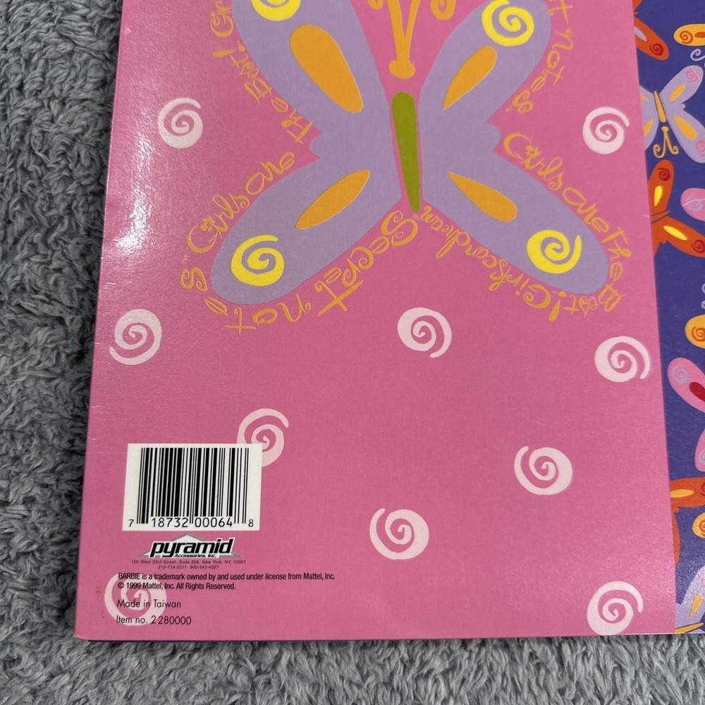 Vintage 1990s Barbie 3 Ring Folder For Binder 2 Pocket Folders Art Doll Graphic - Picture 9 of 13